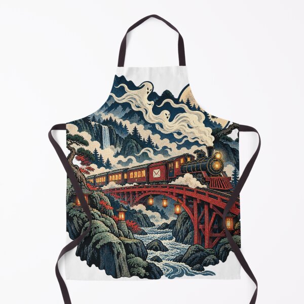 Item preview, Ghost Mail Train Crossing Moonlit Mountain Bridge designed and sold by Drip stamp.