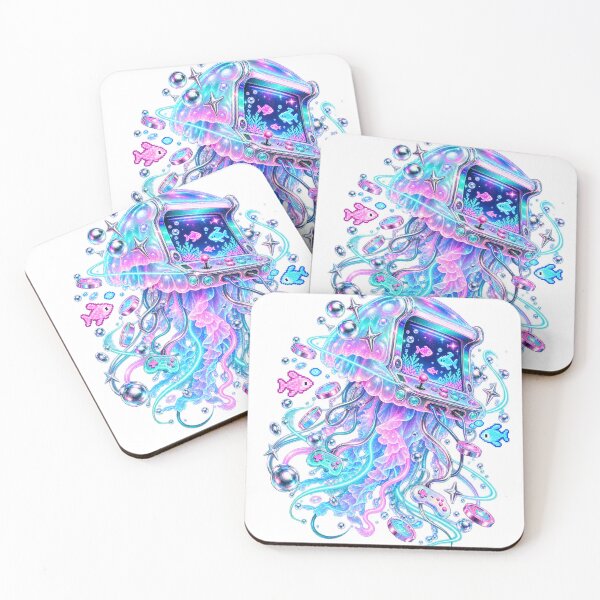 Item preview, Y2K Neon Jellyfish Retro Arcade Machine designed and sold by Drip stamp.