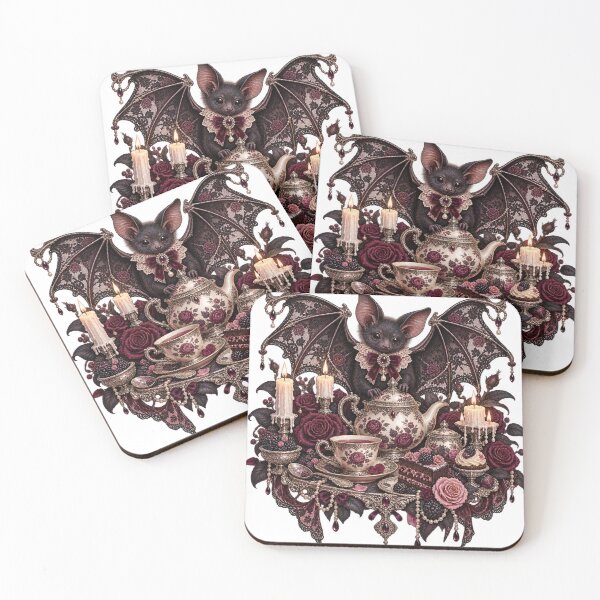 Item preview, Gothic Victorian Bat with Lace Tea Set designed and sold by Drip stamp.