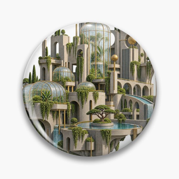 Item preview, Floating Solarpunk Greenhouse City in Brutalist Style designed and sold by Drip stamp.