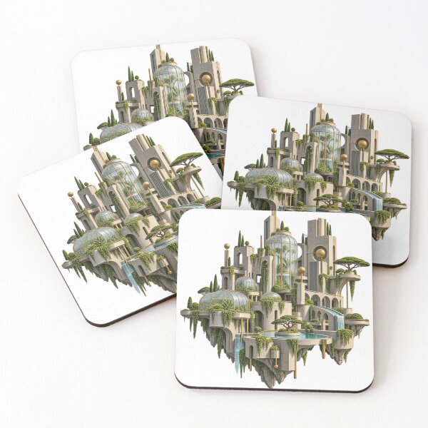 Item preview, Floating Solarpunk Greenhouse City in Brutalist Style designed and sold by Drip stamp.