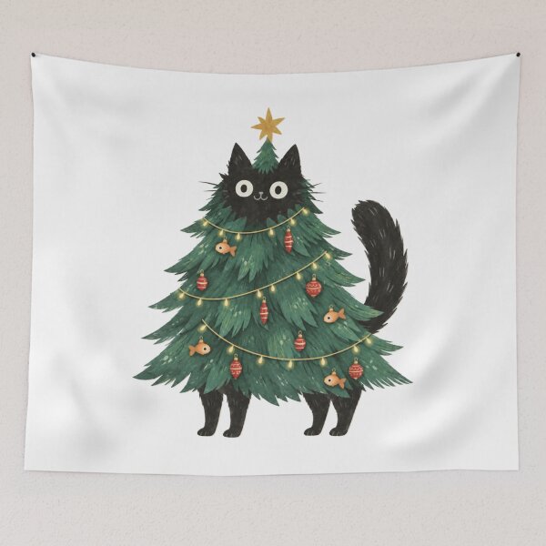 Item preview, Cute Black Cat Christmas Tree Funny Cat Lover  designed and sold by ocustdaleman.