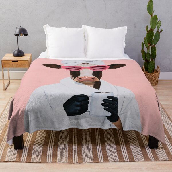 Item preview, Cow Wearing Pink Shutter Shades and Holding Coffee designed and sold by Autumn-Brown.