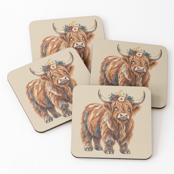 Item preview, Celestial Highland Cow – Rustic Cottagecore Watercolor Art designed and sold by  MAD's Recreation Studio.
