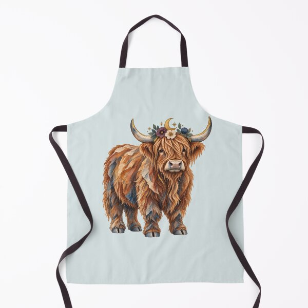 Item preview, Celestial Highland Cow – Rustic Cottagecore Watercolor Art designed and sold by  MAD's Recreation Studio.