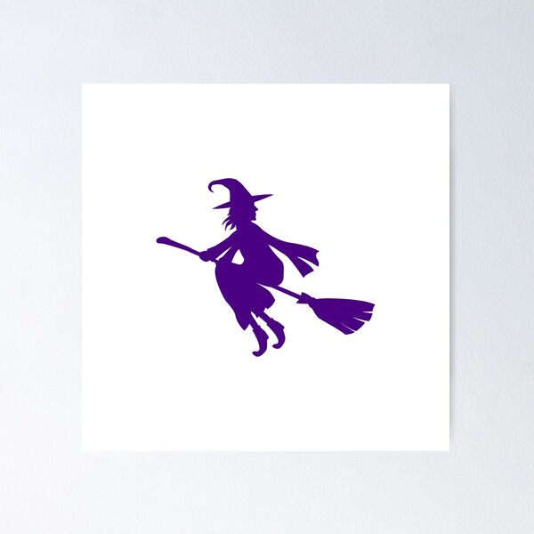 Item preview, Dark Purple Flying Witch Broomstick Halloween Silhouette designed and sold by pattern-archive.
