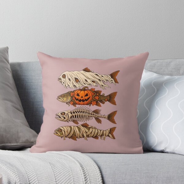 Item preview, Halloween Ghost Pumpkin Skeleton Fish  designed and sold by LuveraxArt.