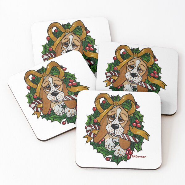 Item preview, Sweet Little Christmas Basset - Handpainted Original Design designed and sold by pateabagshop.