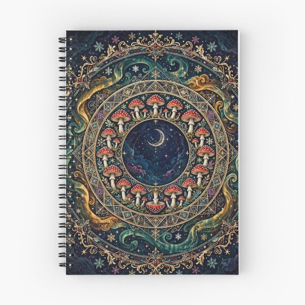 Item preview, Aurora Mushroom Mandala with Crescent Moon designed and sold by thestevebro.
