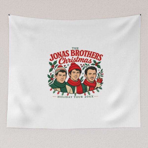 Item preview, Retro Jonas Brothers Christmas Holiday Fan designed and sold by Linhvocraig.