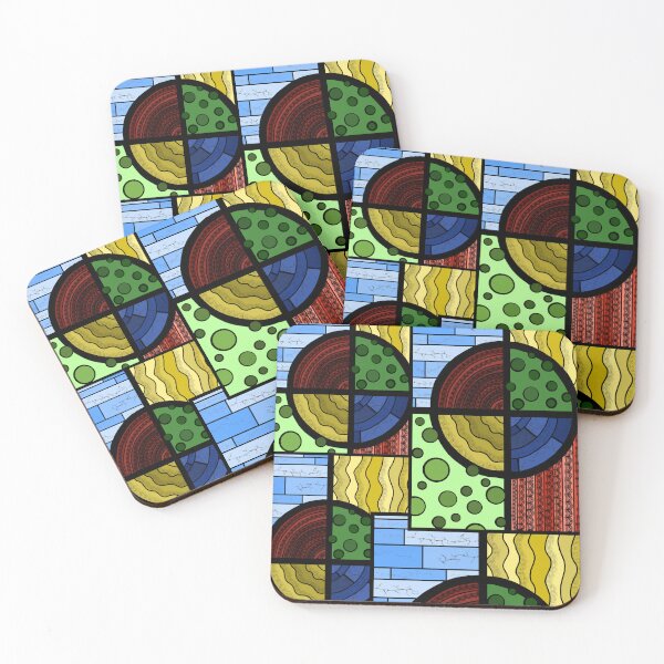 Item preview, Four Elements Abstract Geometric Stained Glass Design designed and sold by ArtAndBliss.