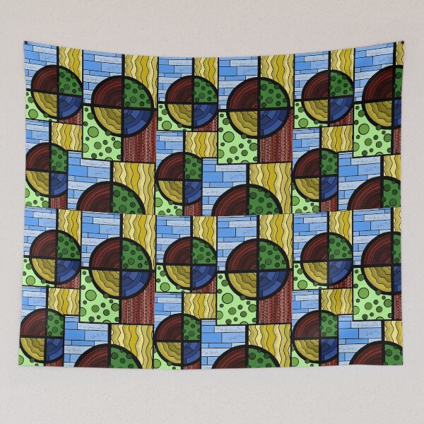 Item preview, Four Elements Abstract Geometric Stained Glass Design designed and sold by ArtAndBliss.