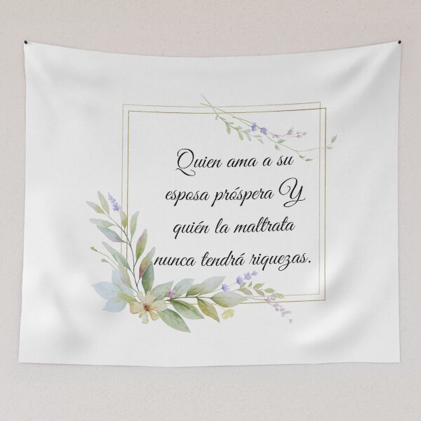Item preview, Quien Ama a su Esposa Prospera - Cita de Matrimonio Floral designed and sold by Ammeluk.