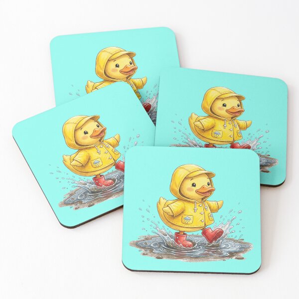 Item preview, Cute Duck In Raincoat Splashing In Puddle designed and sold by bvdesignart.