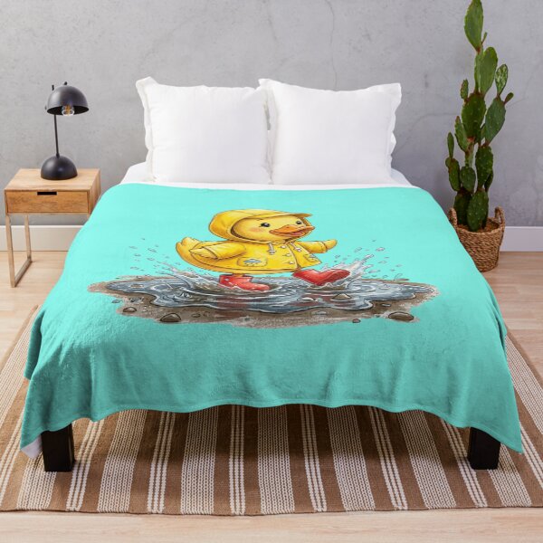Item preview, Cute Duck In Raincoat Splashing In Puddle designed and sold by bvdesignart.