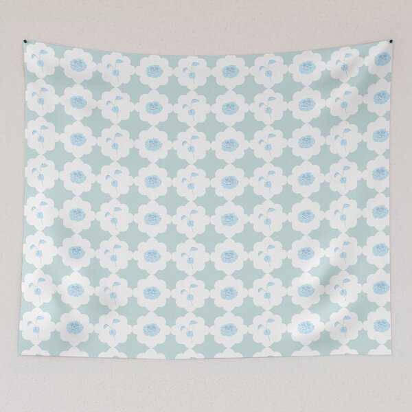 Item preview, Floral fields flower geometric in blue and green designed and sold by Quiet Waters Design.