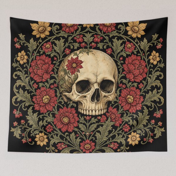Item preview, Skull Art and Boho Floral Design designed and sold by DrewRomeoCo.
