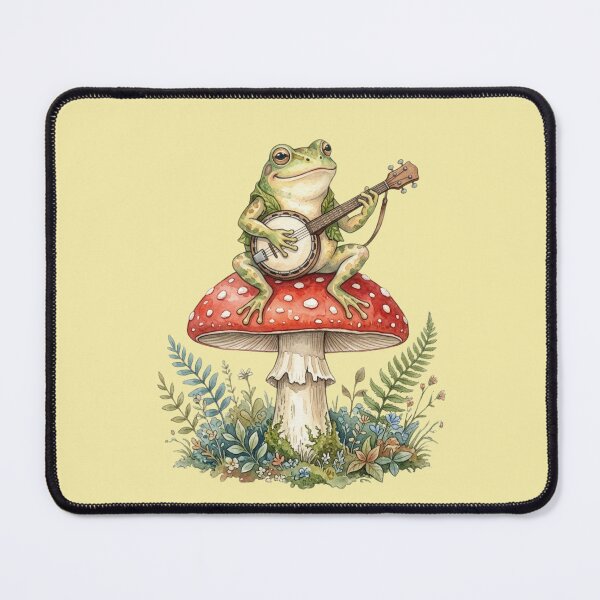 Item preview, Cute Cottagecore Frog Playing Banjo On Mushroom designed and sold by bvdesignart.