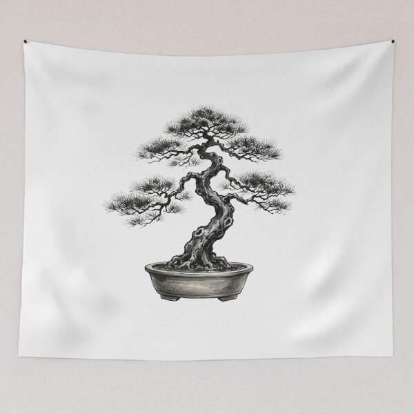 Item preview, Japanese Sumi e Bonsai Tree Ink Painting designed and sold by bvdesignart.