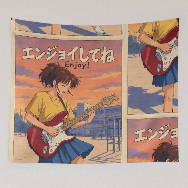 Item preview, Enjoy! – Cute Retro Anime Guitar Player Girl designed and sold by Douglystuff.