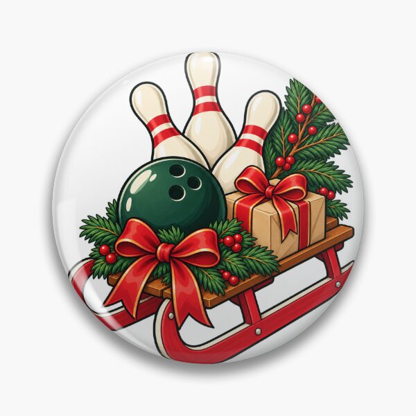 Item preview, Christmas Bowling Ball and Pins on a Festive Sleigh designed and sold by skyartdesign.