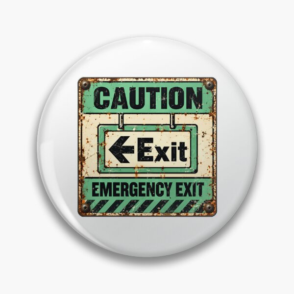 Item preview, Caution Exit Emergency Exit Vintage Warning Safety Way Out Sign designed and sold by HumansStuck12.