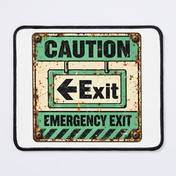 Item preview, Caution Exit Emergency Exit Vintage Warning Safety Way Out Sign designed and sold by HumansStuck12.