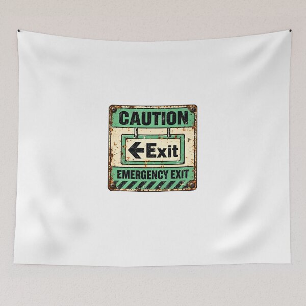 Item preview, Caution Exit Emergency Exit Vintage Warning Safety Way Out Sign designed and sold by HumansStuck12.