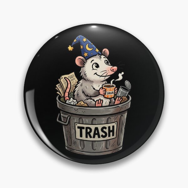 Item preview, Cute Opossum Wizard Drinking Java Coffee In Trash designed and sold by bvdesignart.