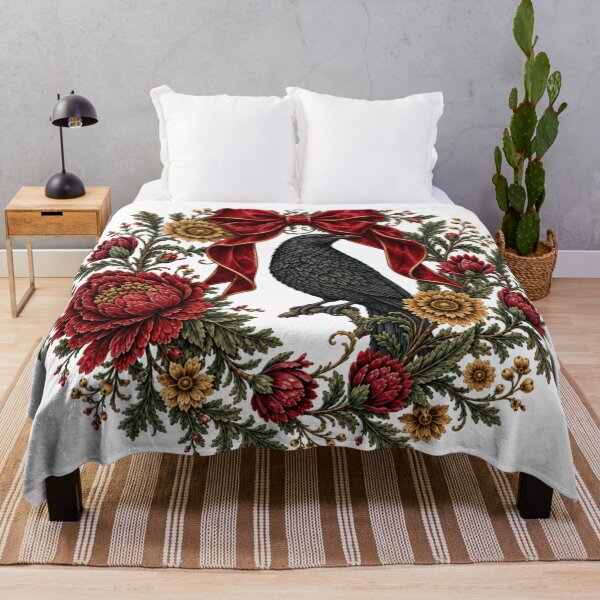 Item preview, Crow and Vibrant Boho Floral Wreath With Coquette Bow   designed and sold by DrewRomeoCo.
