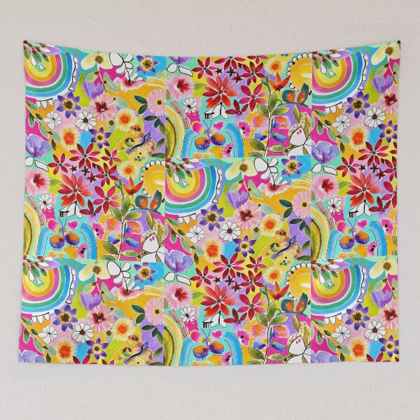 Item preview, Mixed media art “flowers and rainbows” designed and sold by VanessaBlack9.