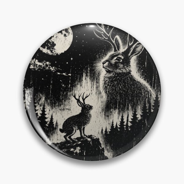 Item preview, Vintage Jackalope Moonlit Forest Retro Cryptid Rabbit  designed and sold by ocustdaleman.
