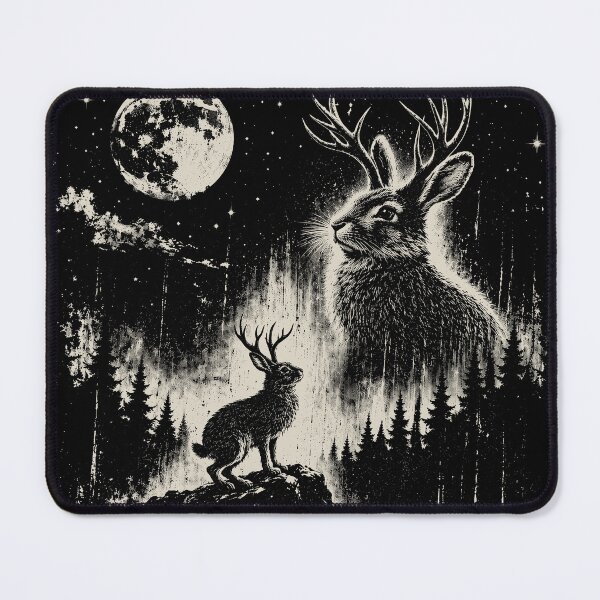 Item preview, Vintage Jackalope Moonlit Forest Retro Cryptid Rabbit designed and sold by ocustdaleman.