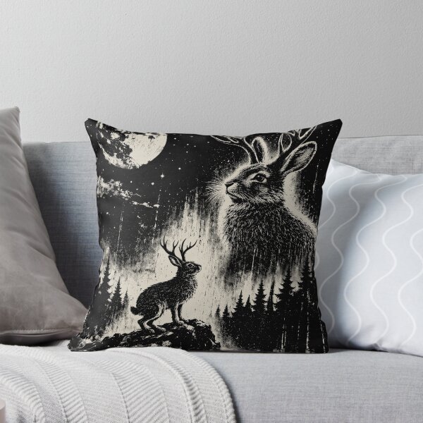 Item preview, Vintage Jackalope Moonlit Forest Retro Cryptid Rabbit  designed and sold by ocustdaleman.