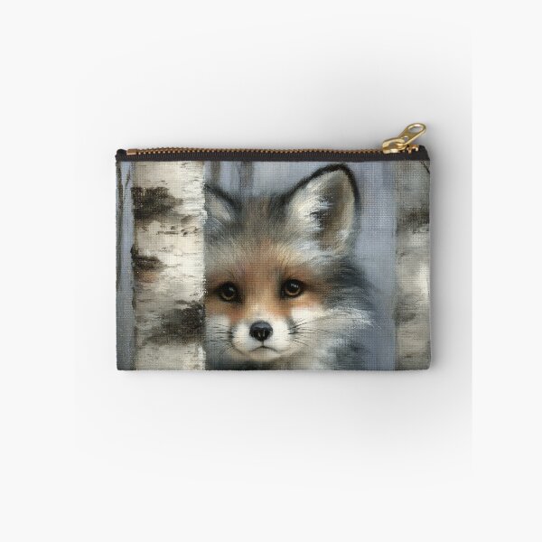Item preview, Watchful fox among silver birch trees designed and sold by scicilysimonee.