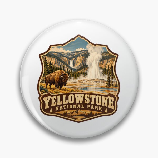 Item preview, Yellowstone National Park Travel Vacation Bison Geyser Fan designed and sold by JasonStars123.