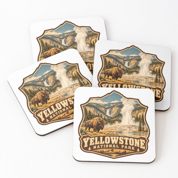 Item preview, Yellowstone National Park Travel Vacation Bison Geyser Fan designed and sold by JasonStars123.