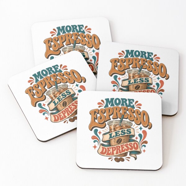 Item preview, More Espresso, Less Depresso Coffee Lover Humor Espresso Drinker designed and sold by SkeletonsDanger.