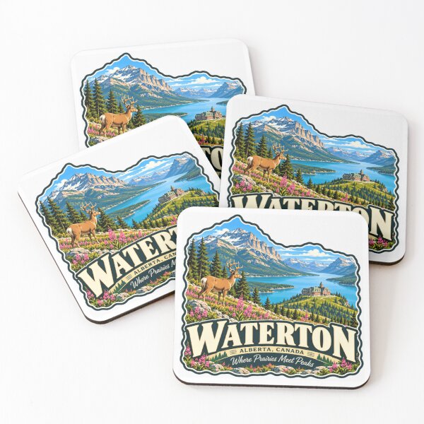 Item preview, Waterton Alberta Canada Where Prairies Meet Peaks National Park Travel Souvenir designed and sold by NightGlyph.