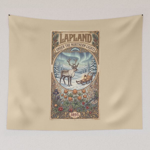 Item preview, Vintage Lapland Travel Poster – Historical Fine Art Illustration designed and sold by The Philatelist Studio.