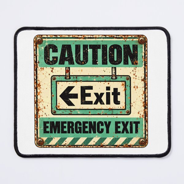 Item preview, Caution Exit Emergency Exit Vintage Warning Sign Decor designed and sold by HumansStuck12.