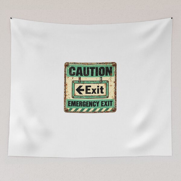 Item preview, Caution Exit Emergency Exit Vintage Warning Sign Decor designed and sold by HumansStuck12.