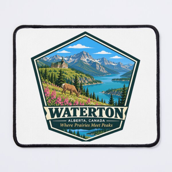 Item preview, Waterton Alberta Canada Where Prairies Meet Peaks National Park Travel Souvenir designed and sold by NightGlyph.
