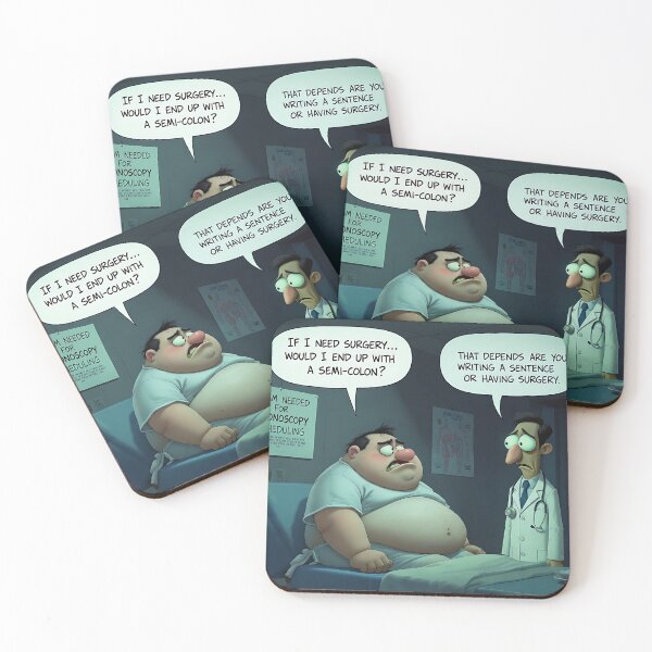 Item preview, Funny Semi-Colon Surgery Cartoon designed and sold by gooeybanana.