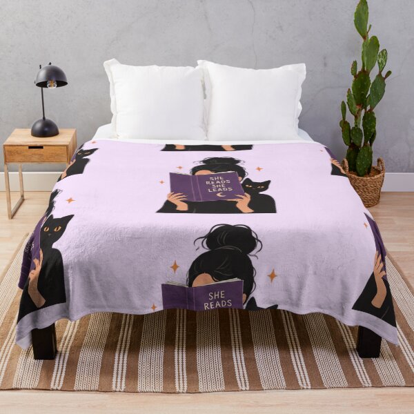Item preview, She Reads She Leads – Feminist Book Lover with Black Cat designed and sold by RaiyanaCanvas.