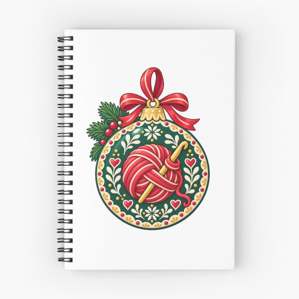 Item preview, Christmas Crochet Yarn and Hook Bauble Illustration designed and sold by skyartdesign.