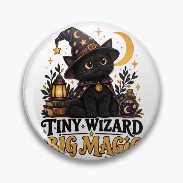 Item preview, Tiny Wizard Big Magic Black Cat – Cute Witchy Halloween Cat Wizard designed and sold by Sanika arts .