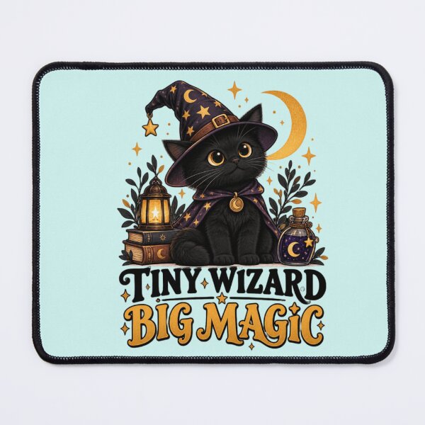 Item preview, Tiny Wizard Big Magic Black Cat – Cute Witchy Halloween Cat Wizard designed and sold by Sanika arts .