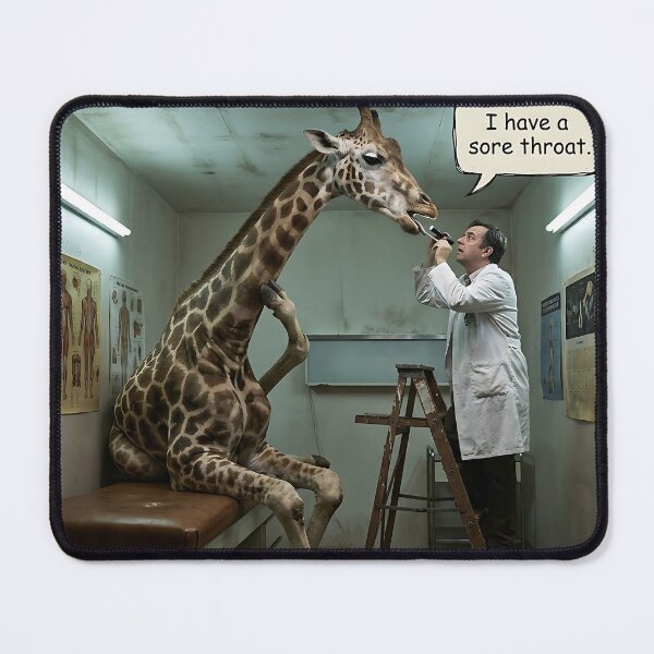 Item preview, Funny Giraffe Doctor Cartoon – I Have a Sore Throat designed and sold by gooeybanana.