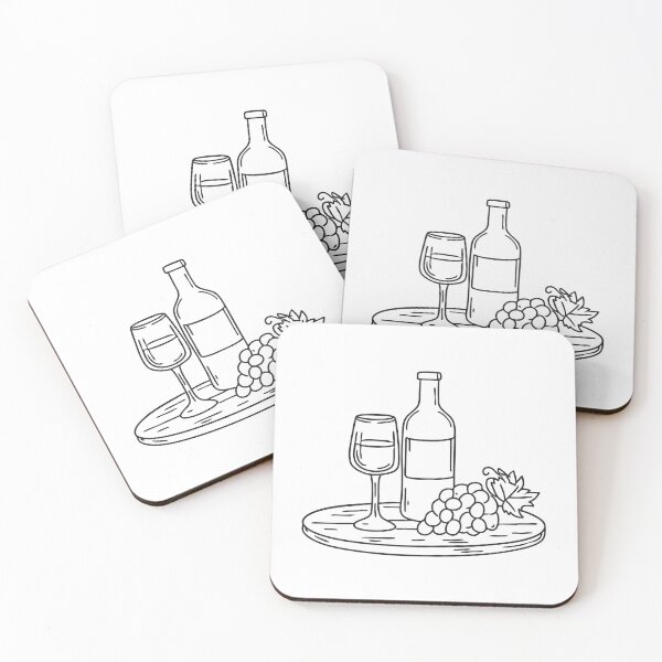 Item preview, Wine near a bunch of grapes placed on a wooden tray designed and sold by rasagamastore.
